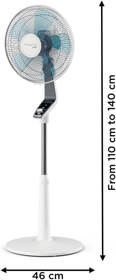 Rowenta Turbo Silence Pedestal Fan, Silent 45 dB(A), Air Flow 72 m³/min, 4 Speed, Silent Night & Turbo Boost Modes, 120° Oscillation, Adjustable Height, VU5640F2