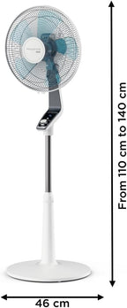 Rowenta Turbo Silence Pedestal Fan, Silent 45 dB(A), Air Flow 72 m³/min, 4 Speed, Silent Night & Turbo Boost Modes, 120° Oscillation, Adjustable Height, VU5640F2