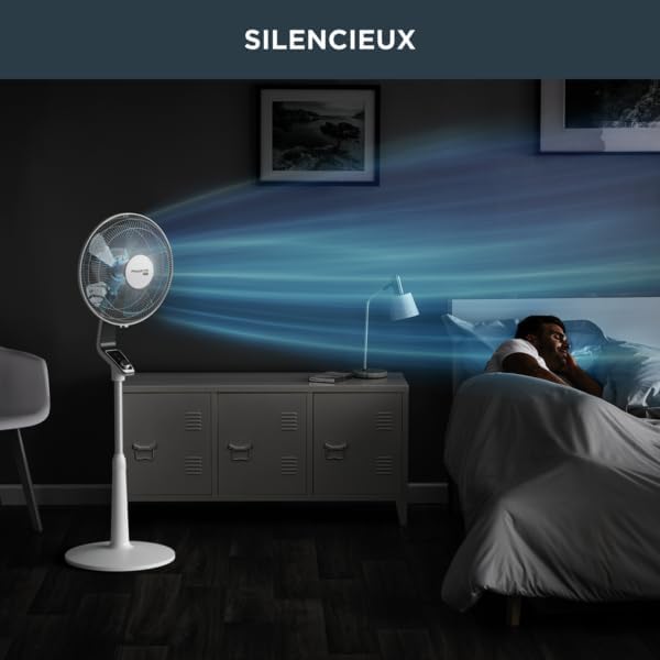 Rowenta Turbo Silence Pedestal Fan, Silent 45 dB(A), Air Flow 72 m³/min, 4 Speed, Silent Night & Turbo Boost Modes, 120° Oscillation, Adjustable Height, VU5640F2