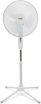 Silent Pedestal Fan 40 W White with Purple Blades | Oscillating Fan Ø40 cm | 3 Speeds | Adjustable Height | Low Power Consumption