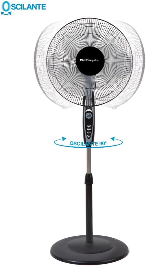 Orbegozo Sf 0148 - Oscillating Pedestal Fan, 3 Ventilation Levels, 40 cm Blades, Adjustable Height, 50 W, Energy Efficiency Class A
