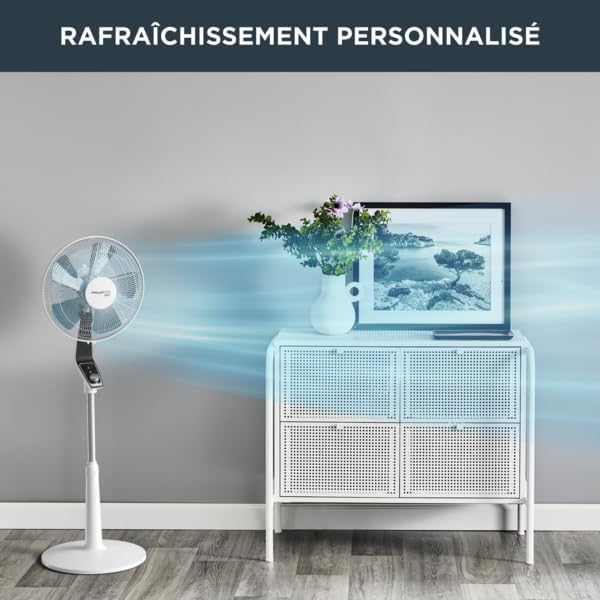 Rowenta Turbo Silence Pedestal Fan, Silent 45 dB(A), Air Flow 72 m³/min, 4 Speed, Silent Night & Turbo Boost Modes, 120° Oscillation, Adjustable Height, VU5640F2