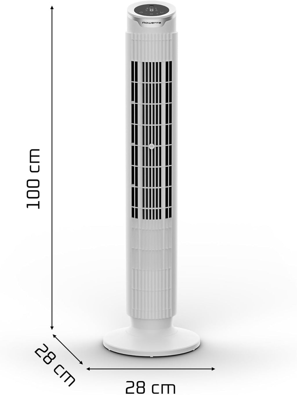 Rowenta Eole Silence Force Column Fan, 1900 m³/h, Up to 10 m/s, Silent 22 dB(A), Effitech Motor, 8 Speed, 4 Modes, 90° Oscillation, Remote Control, VU7025F0
