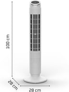 Rowenta Eole Silence Force Column Fan, 1900 m³/h, Up to 10 m/s, Silent 22 dB(A), Effitech Motor, 8 Speed, 4 Modes, 90° Oscillation, Remote Control, VU7025F0