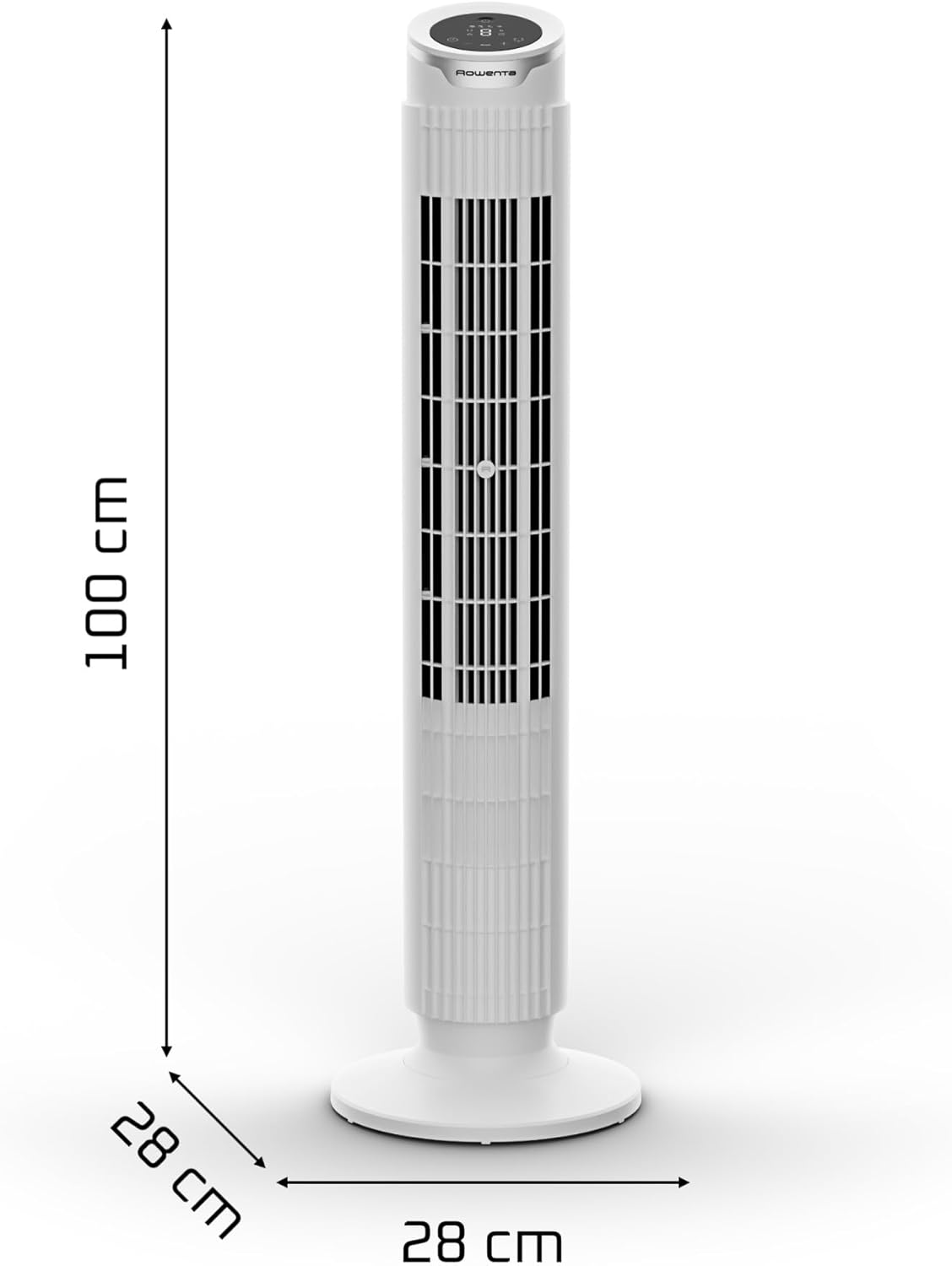Rowenta Eole Silence Force Column Fan, 1900 m³/h, Up to 10 m/s, Silent 22 dB(A), Effitech Motor, 8 Speed, 4 Modes, 90° Oscillation, Remote Control, VU7025F0