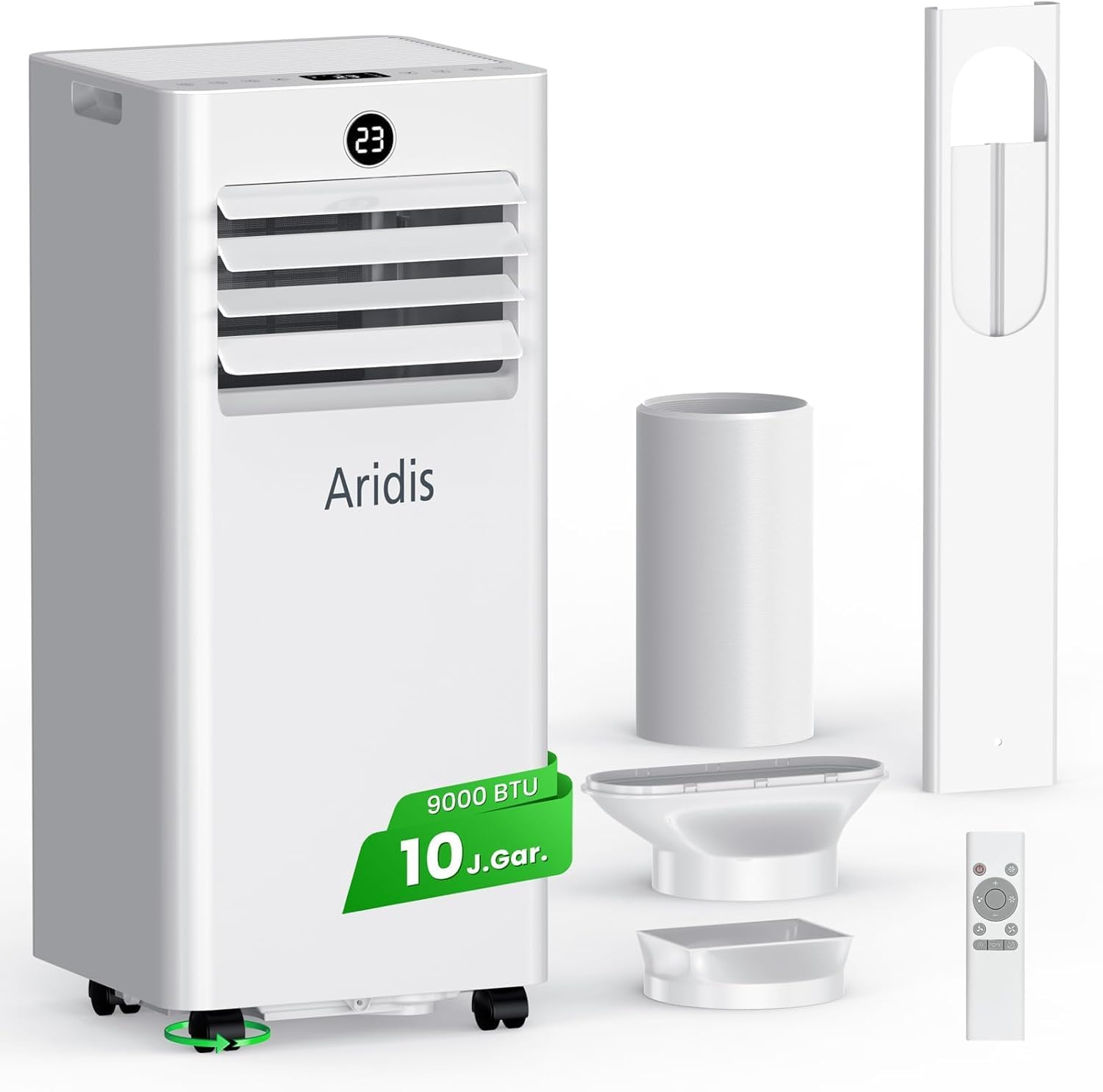 9000 BTU Mobile Air Conditioner - 4 in 1 Silent Portable Air Conditioner - Remote Control, 24-Hour Timer & Sleep Mode, Mobile Air Conditioner for Home and Office, Window Evacuation Kit Included