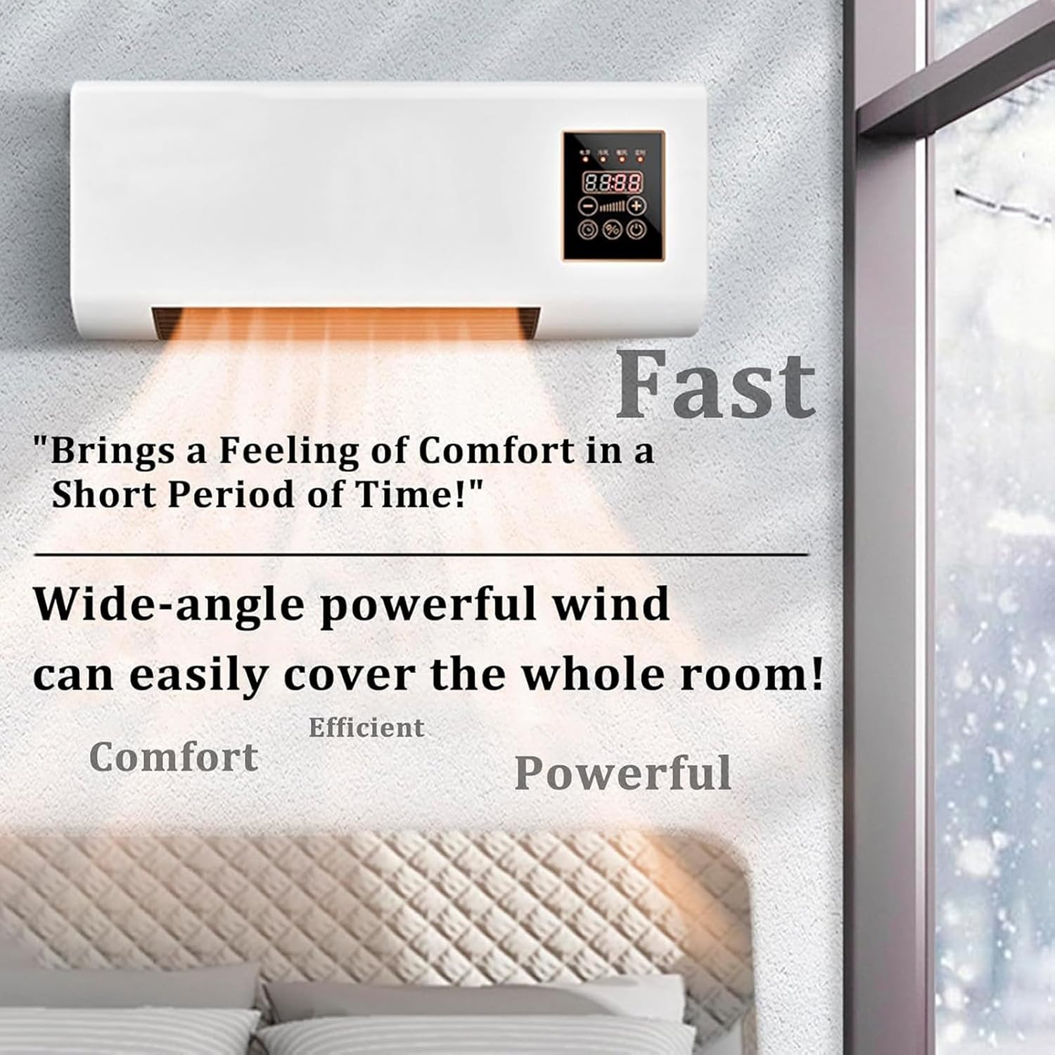 Ductless Portable Air Conditioner & Bladeless Wall Fan, 3 in 1 Portable Air Conditioning Unit (Cooling/Ventilation/Split System) with Remote Control, Ultra Quiet Design,