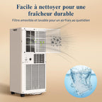 9000 BTU Mobile Air Conditioner - 4 in 1 Silent Portable Air Conditioner - Remote Control, 24-Hour Timer & Sleep Mode, Mobile Air Conditioner for Home and Office, Window Evacuation Kit Included