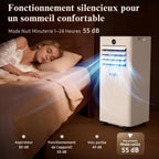 9000 BTU Mobile Air Conditioner - 4 in 1 Silent Portable Air Conditioner - Remote Control, 24-Hour Timer & Sleep Mode, Mobile Air Conditioner for Home and Office, Window Evacuation Kit Included