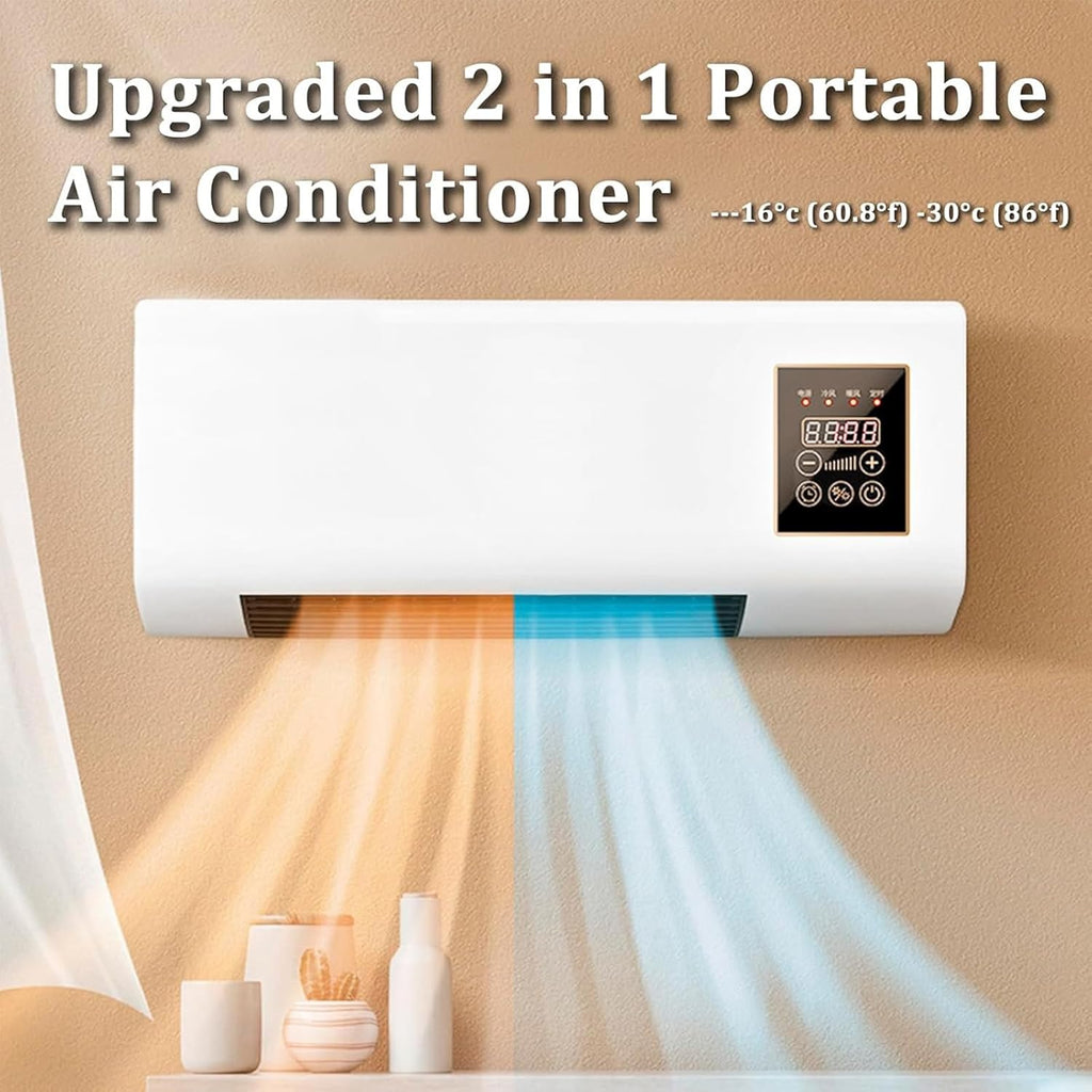 Ductless Portable Air Conditioner & Bladeless Wall Fan, 3 in 1 Portable Air Conditioning Unit (Cooling/Ventilation/Split System) with Remote Control, Ultra Quiet Design,