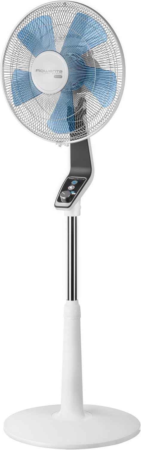 Rowenta Turbo Silence Pedestal Fan, Silent 45 dB(A), Air Flow 72 m³/min, 4 Speed, Silent Night & Turbo Boost Modes, 120° Oscillation, Adjustable Height, VU5640F2
