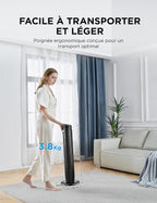 Midea FZ10-17JR Tower Fans with Remote Control, Silent Oscillation, Powerful Fan, LED Display, 3 Modes, 7 Hours Timer, Timeless and Elegant Design