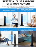 Midea FZ10-17JR Tower Fans with Remote Control, Silent Oscillation, Powerful Fan, LED Display, 3 Modes, 7 Hours Timer, Timeless and Elegant Design