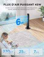 Midea FZ10-17JR Tower Fans with Remote Control, Silent Oscillation, Powerful Fan, LED Display, 3 Modes, 7 Hours Timer, Timeless and Elegant Design
