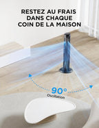 Midea FZ10-17JR Tower Fans with Remote Control, Silent Oscillation, Powerful Fan, LED Display, 3 Modes, 7 Hours Timer, Timeless and Elegant Design